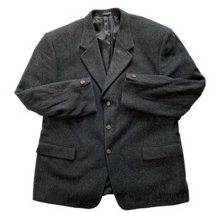 Como Milano Men Wool Cashmere Blazer 46R Italian Fabric Luxury 3 Button Charcoal